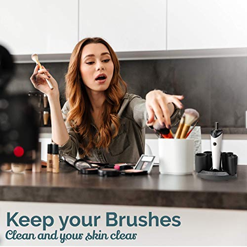 Luxe Electric Makeup Brush Cleaner Machine with Cleaning Solution - USB Charging Station, Automatic Brush Washer and Dryer - 3 Adjustable Speeds for Easy Cleaning - Complete Set for Hygienic Brushes