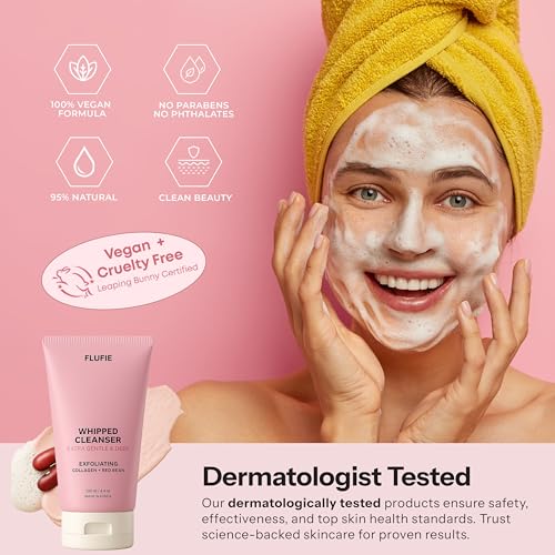 Whipped Facial Cleanser with Collagen & Red Bean ? Gentle Exfoliating, Hydrating & Brightening for Smooth Skin ? Dermatologist Tested, Anti-Aging, Korean Skin Care ? Clean Beauty ? 4.4 Oz