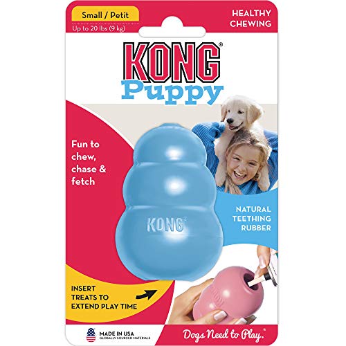 KONG Puppy - Natural Teething Rubber Chew Toy for Dogs - Stuffable Dog Toy for Extended Playtime - Chew & Fetch Toy for Puppies - for Large Puppies - Blue