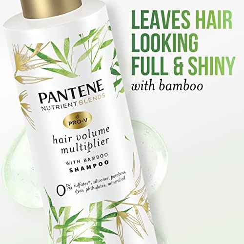 Pantene Sulfate Free Shampoo, Volumizing shampoo for fine or flat hair with Bamboo, Color Safe, 9.6 oz