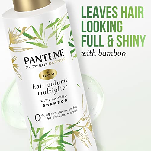 Pantene Sulfate Free Shampoo, Volumizing shampoo for fine or flat hair with Bamboo, Color Safe, 9.6 oz