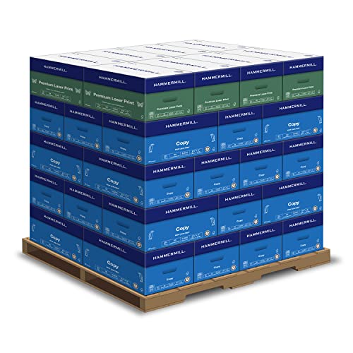 Hammermill Copy and Premium Paper Pallet, Copy Paper, 20lb, 92 Bright, 8.5x11, 32 Cases, W/Premium Laser Print Paper, 24 lb, 100 bright, 8 cases, 8.5 x 11, 1 Pallet