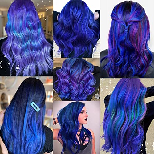 Blue Clip-in Hair Extensions 22 inch Synthetic Straight