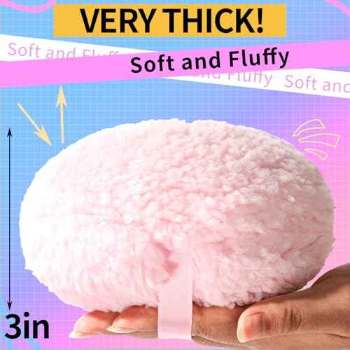 Powder Puff, 6" Powder Puff for Body Powder, Body Powder Puff, Fluffy Soft Body Powder Puff and Container, Extra Large Women Pink