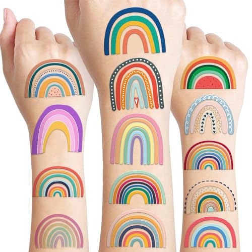 120 Pastel Rainbow Temporary Tattoos for Kids | Party Favors