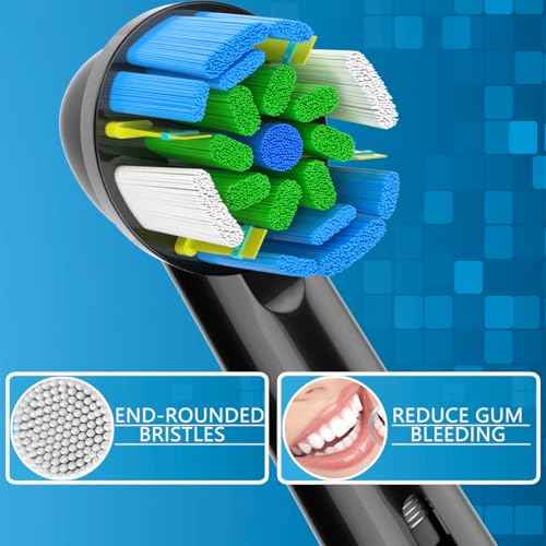 Replacement Heads Compatible with Oral B Braun Electric Toothbrush, Replacement Toothbrush Heads Fit for Oral-b Pro 1000/7500/3000/7000/8000/500, 16 Packs (Black)