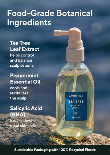AROMATICA Tea Tree Purifying Tonic - 3.38 oz | Oily Scalp & Hair Care, Anti-Oil, Refreshing Spray (Variation 02)