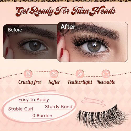VYRILA Wispy False Eyelashes 14mm with Clear Band - 5 Pack