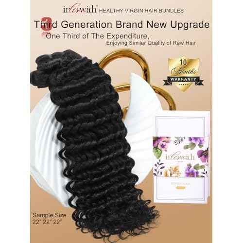 inlovwith Deep Wave Bundles Human Hair, Selected Healthy Curly Human Hair Bundles 100% Unprocessed Brazilian Virgin Hair Wet and Wavy (3 Bundles, 22 24 26 Inches)