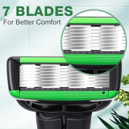 Men's Disposable Razor Kit 7-Blade Shaving Set with 2 Handles & Refills