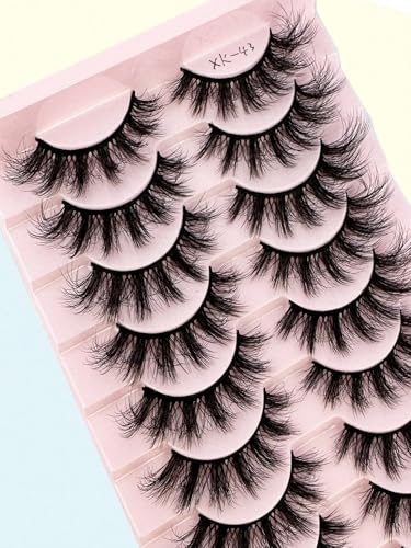 3D Imitation Mink False Eyelashes - 10 Pairs Natural Thick Fluffy Lashes
