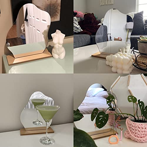 Cloud-Shaped Aesthetic Vanity Mirror with Wooden Stand