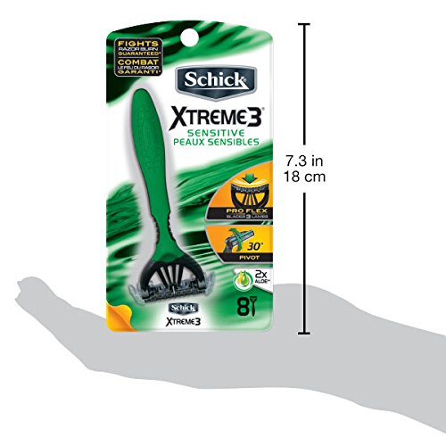 Schick Xtreme3 Triple Blade Closeness Razors, Sensitive, 8 Count