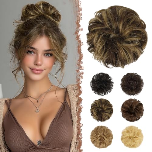 100% Human Hair Messy Bun Extension - Wavy Ponytail Updo Hairpiece