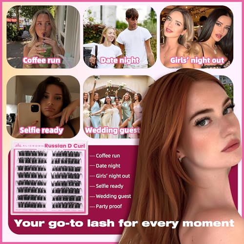 D Curl Lash Clusters Russian Eyelash Extensions 14-18mm
