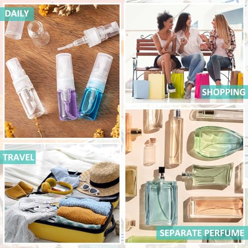 Zhehao 300 Pcs Mini Spray Bottles 2 ml Clear Glass Perfume Bottles Refillable Fine Mist Perfume Atomizer Portable Empty Sample Containers for Cleaning, Essential Oils, Travel (Clear Cap)