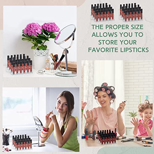 Macarrie 4 Pieces Lipstick Holder Organizer 24 Slot Acrylic Lipstick Makeup Organizer Case Display Stand Storage Box for Lipsticks Lipgloss Brushes Cosmetics
