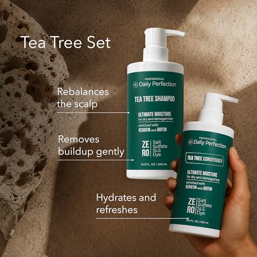 Daily Perfection Tea Tree Shampoo & Conditioner Set with Biotin & Keratin - Hydrating Hair Care Duo