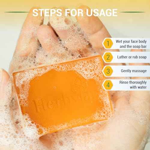 100% Natural Turmeric Soap Bar for Face and Body, Warmth Lemongrass Mosquito Repellent Soap, Vietnamese Back Acne Bath Body Soap, Anti-Acne Cleansing Healthy for All Type Skins (Pack 2)