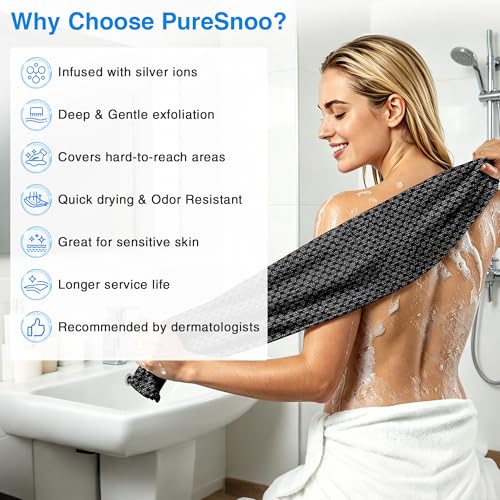 Silver Ion Exfoliating Bath Towel - 45" Back Scrubber