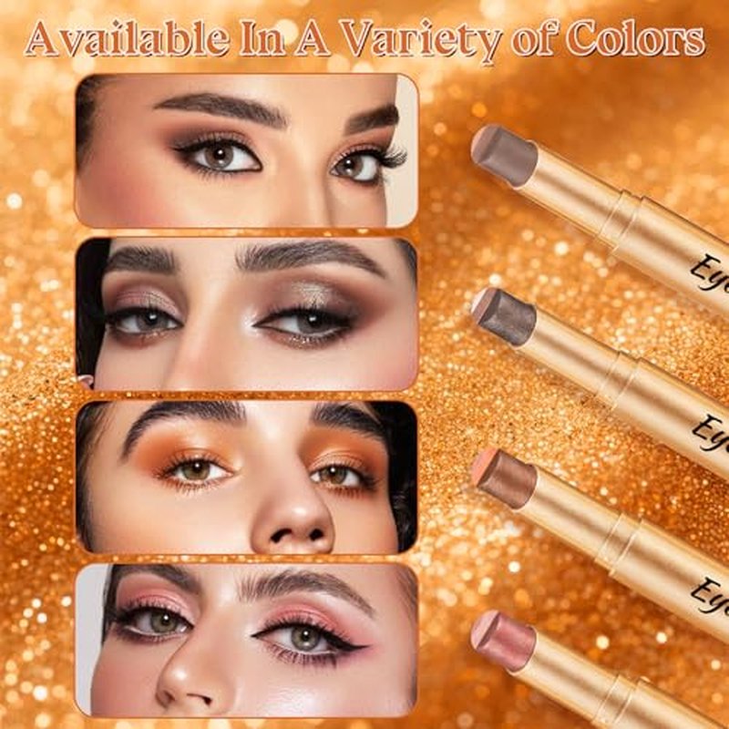 3-Color Shimmer Eyeshadow Stick, Waterproof Cream Makeup (4-Pack)