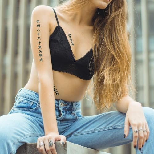 Tattoo Chinese 130+,Realistic and Elegant Temporary Tattoos of Chinese Characters, Fake Tattoo of Letters Waterproof and Long-Lasting Christmas Gift