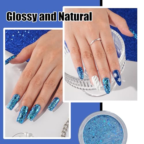 Chameleon Blue Nail Dip Powder - 1 oz Long-Lasting Shimmer Finish