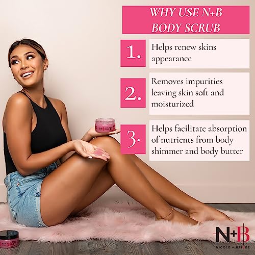 N+B Sugar Body Scrub | Invigorates and Brightens Skin | Oil Free | Removes Impurities Leaving Skin Soft and Moisturized | Formulated with Pomegranate Seed Extract and Agave | Made in the USA | 9.5oz