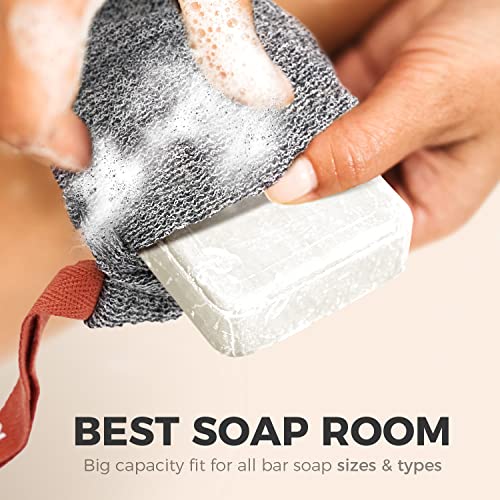 ZOMCHI Deep Exfoliating Soap Saver Bag for Bar Soap – 2 Pack, Grey