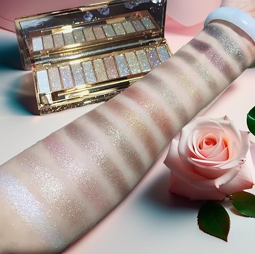 Glitter Eyeshadow Palette 12 Color Waterproof Shimmer with Brush