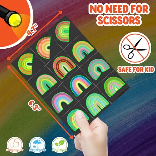 72 PC Rainbow Party Favors Set - LED Finger Lights & Glow Tattoos