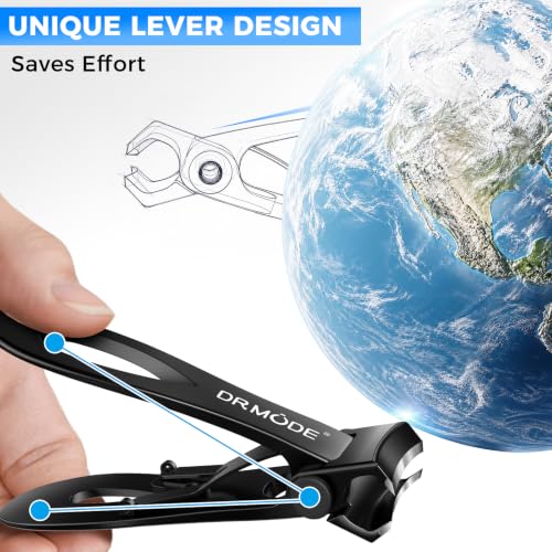 Black DRMODE Heavy Duty Nail Clippers for Thick Nails, 16mm Wide Jaw, 2 Pack