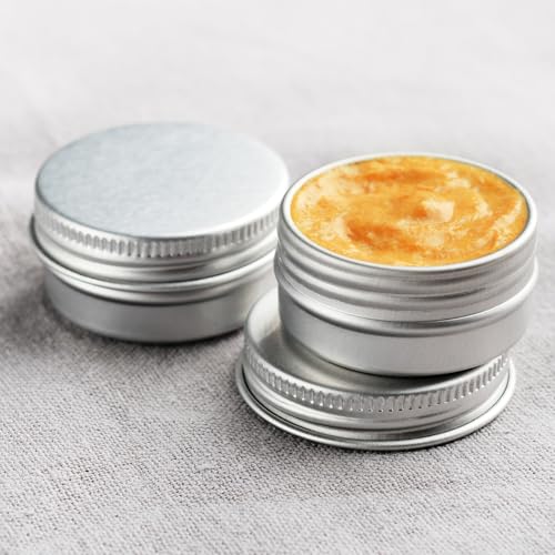 uxcell 1 Oz Tin Cans, 20 Pcs Aluminum Round Tins, Travel Sized Small Metal Tins Cosmetic Sample Containers with Screw Lid for Lotion Bars Beard Balms Candles, Gold