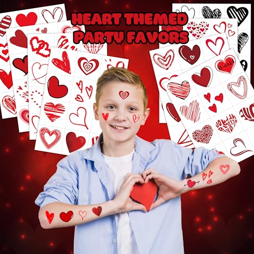 96PCS Red Heart Temporary Tattoos - Party Favors & Decorations