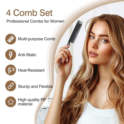 3-Row Flexible Hair Styling Comb Set for Detangling & Curl Defining