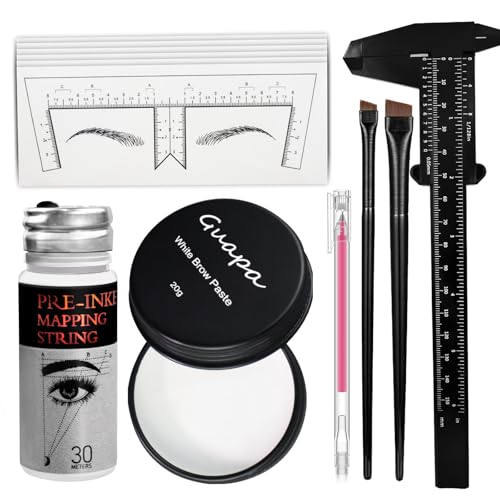 Eyebrow Mapping Kit for Microblading - String, Paste, Brushes & Stencils