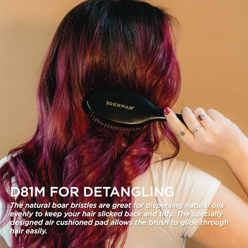 Denman Boar Bristle Cushion Brush for Hair Detangling & Shine