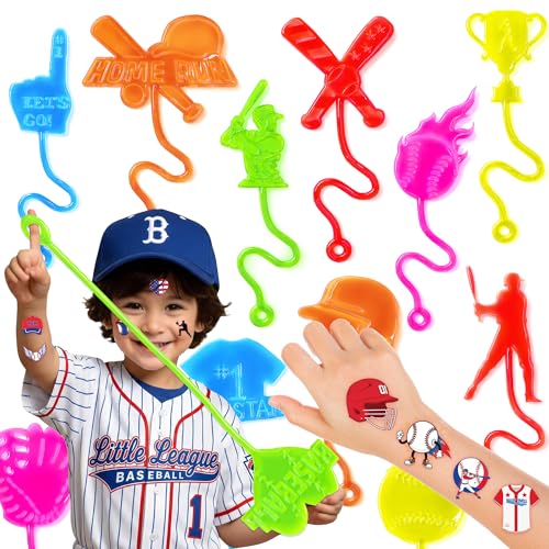 48 Pc Baseball Party Favors - Sticky Hands & Tattoos