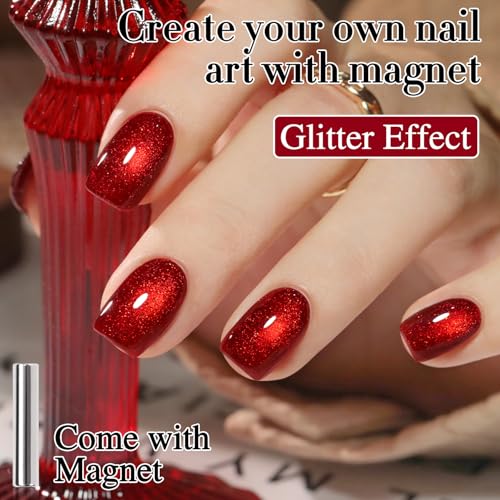 Double Rhythm Cat Eye Gel Nail Polish - Blood Red 15ml