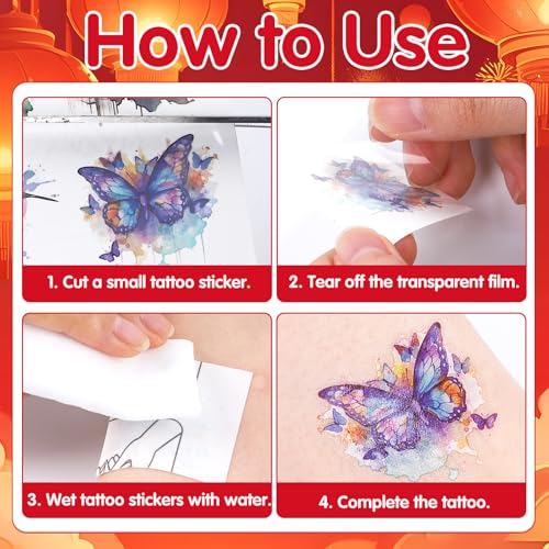 Chinese New Year Temporary Tattoos, 200+ Chinese New Year Decorations Favors Supplies 2026, Horse Lunar New Year Tattoo Stickers Gifts, Red Envolopes Holiday Festival Supplies Rewards Prizes