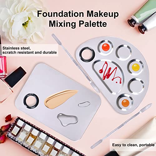 Stainless Steel Makeup Palette Set with Spatula - 2pcs 6x4in