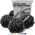 WhaleLife Black Loofah Sponges 4-Pack - Body Scrubber