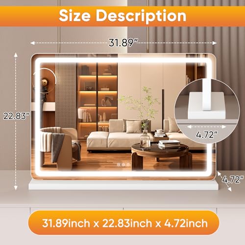 Sweetcrispy 22"x32" LED Vanity Mirror with Smart Memory & USB