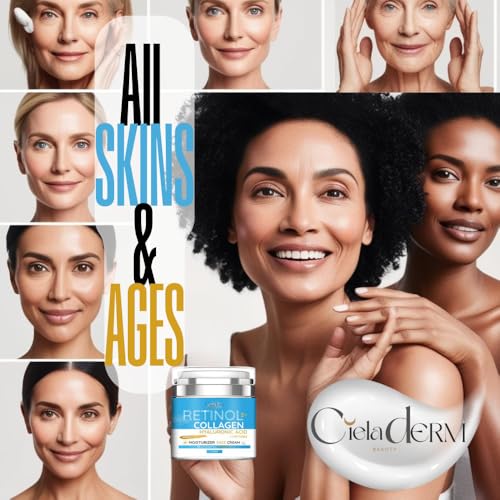Cieladerm Hydrating Face Moisturizer ? Lightweight, Anti-Aging Cream with Retinol, Hyaluronic Acid, Collagen & Vitamin E ? Smooths Fine Lines, Non-Greasy Daily Face Cream for All Skin Types