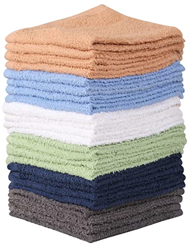 100% Cotton Wash Cloths 24 Pack - Absorbent Flannel Face Towels