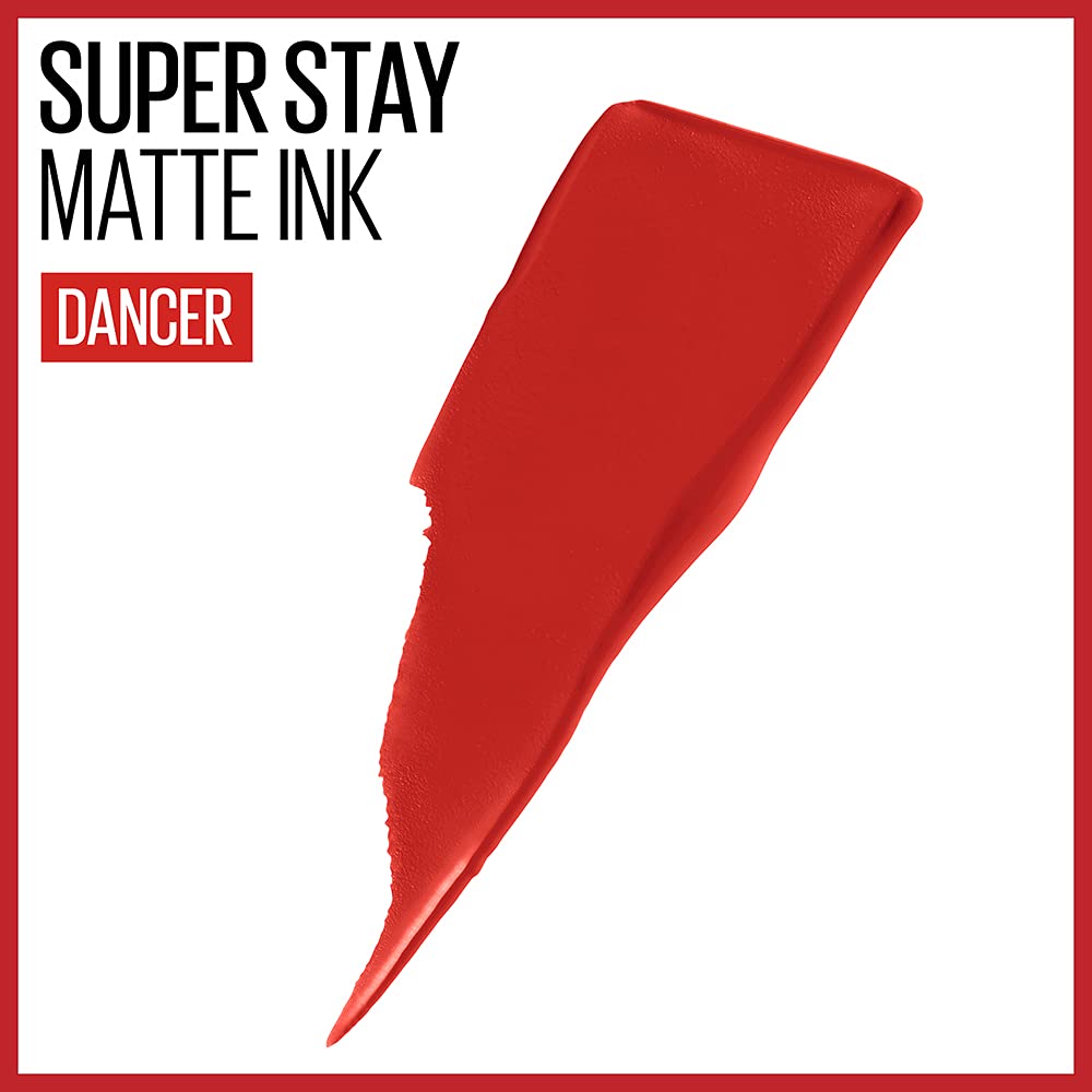 Maybelline Super Stay Matte Ink Liquid Lipstick Makeup, Long Lasting High Impact Color, Up to 16H Wear, Dancer, Brick Red, 1 Count