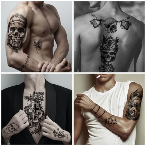 77 Sheets Barbed Wire Temporary Tattoos for Men & Women