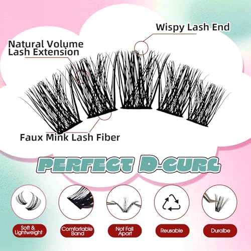 FADVAN Cluster Lashes 168PCS Wispy D-Curly 8-16MM DIY Extensions