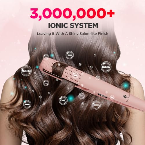 Pink MiroPure 360° Airflow Hair Curling Iron & Flat Iron 2-in-1, Ionic, Adjustable Temp