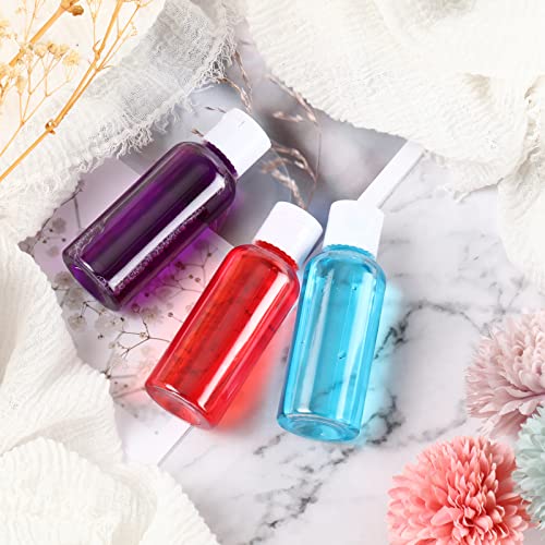 Eccliy 100 Pack 2 oz Plastic Bottles Travel Lotion Bottle Squeeze Container Plastic Bottles with Caps Small Travel Empty Refillable Toiletry Containers for Liquid Lotion Creams with 5 Funnels(Clear)